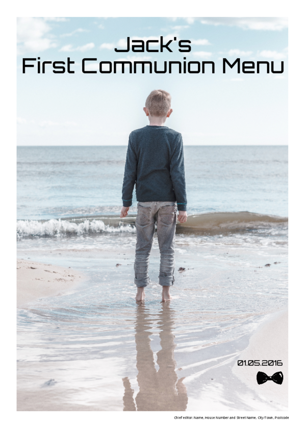 Make your own newspaper template first communion menu | Happiedays