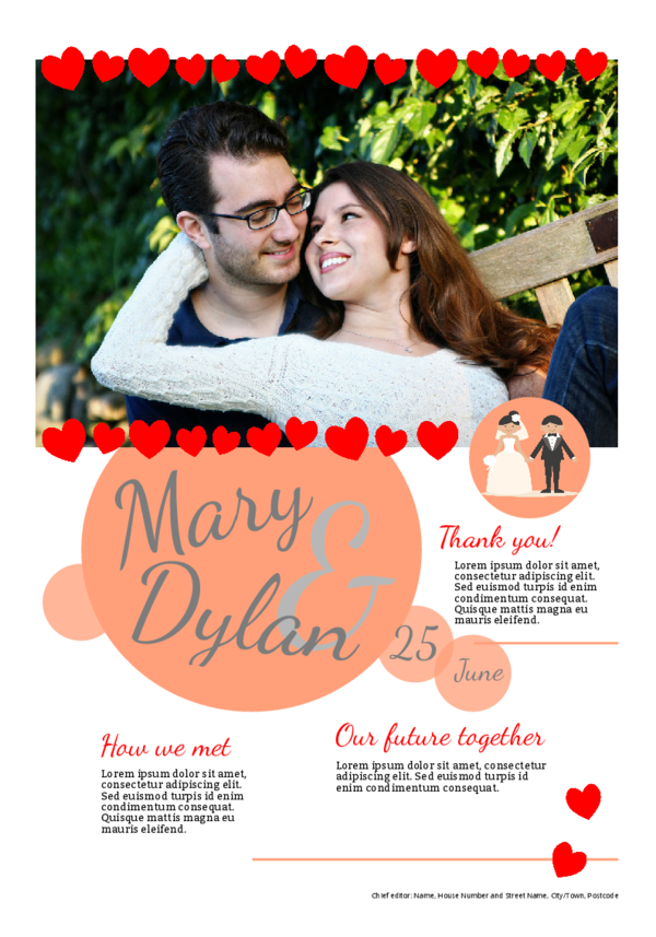 Make your own newspaper template wedding thank you | Happiedays